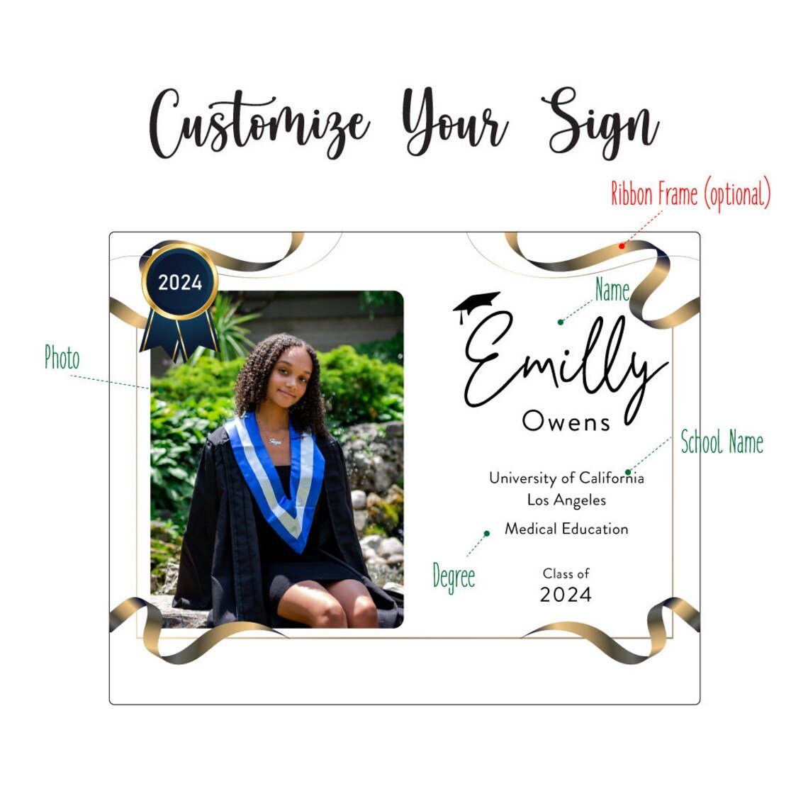 Personalized Radiant Grad Celebration Plaque for her, Customized Gifts for Women by Groovy Girl Gifts