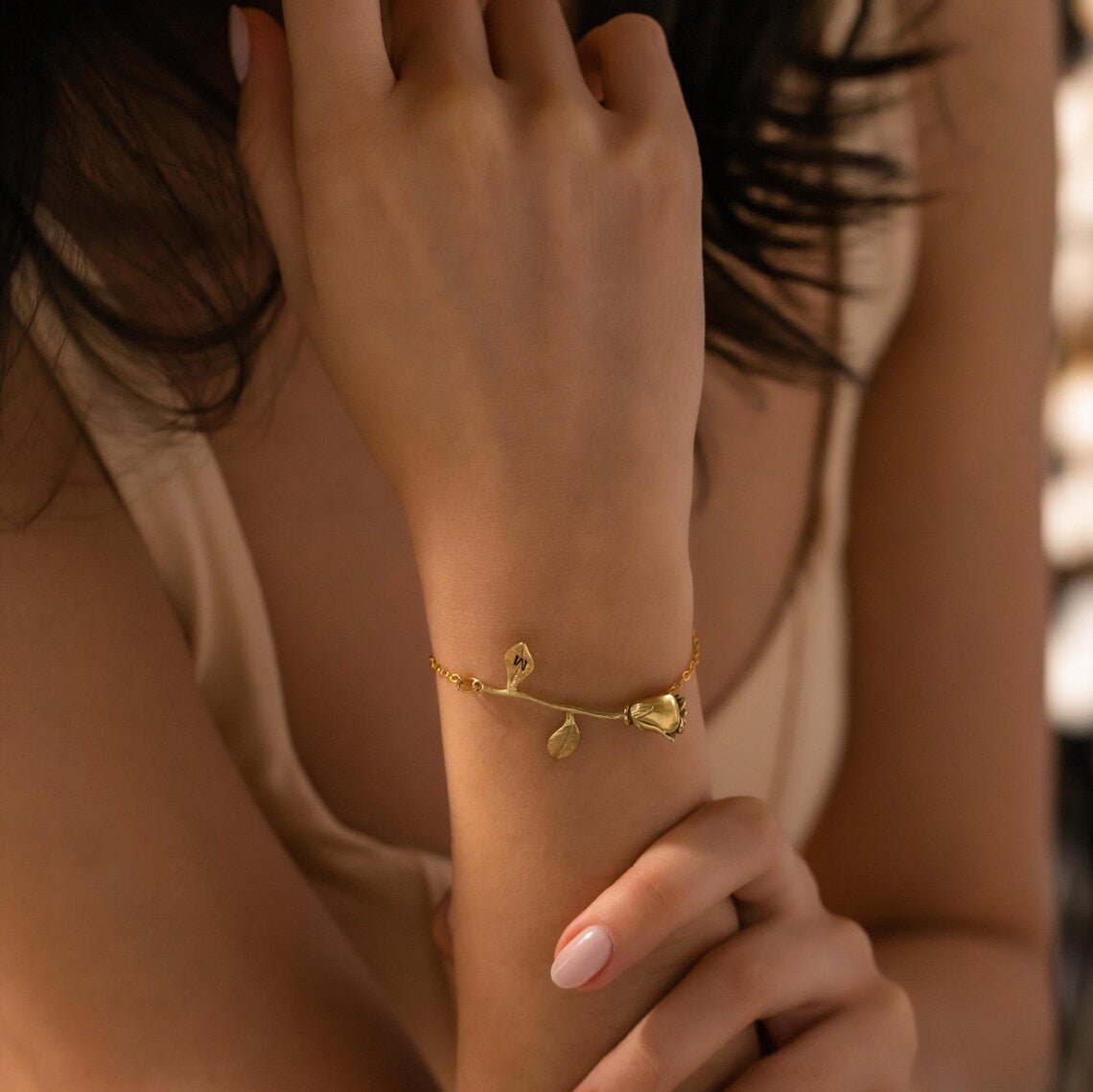 Personalized Elegant Rose Bracelet Gift for her, Customized Gifts for Women by Groovy Girl Gifts