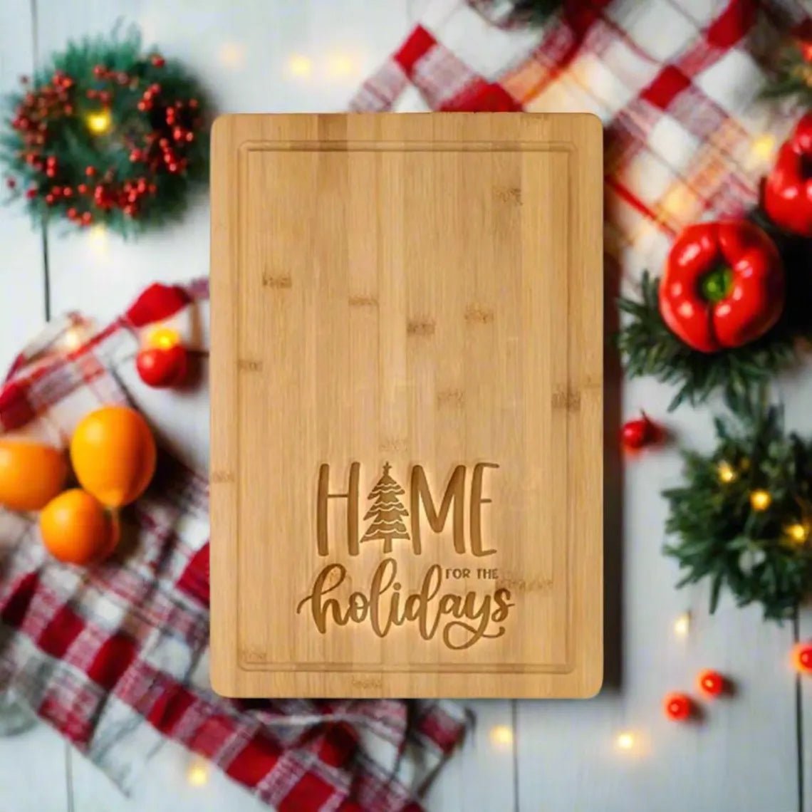 Personalized Home for the Holidays Cutting Board for her, Customized Gifts for Women by Groovy Girl Gifts