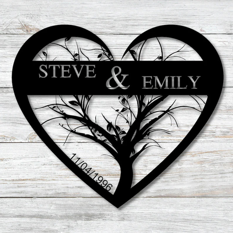 Personalized Tree of Life Couple&#39;s Metal Sign for her, Customized Gifts for Women by Groovy Girl Gifts