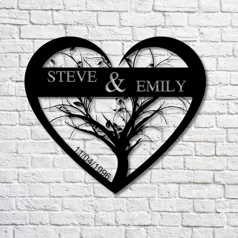 Personalized Tree of Life Couple's Metal Sign for her, Customized Gifts for Women by Groovy Girl Gifts