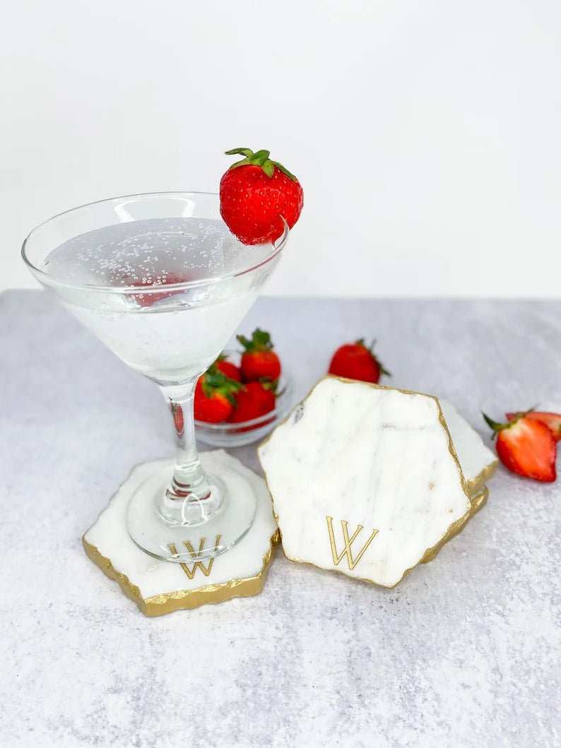 Personalized Marble Hexagon Coasters for her, Customized Gifts for Women by Groovy Girl Gifts