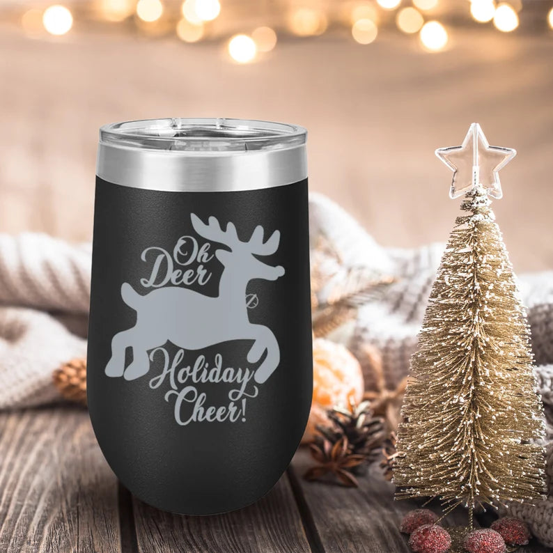 Personalized Holiday Deer Tumbler