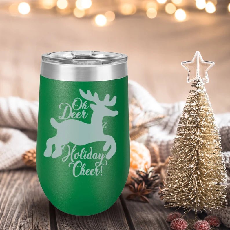 Personalized Personalized Holiday Deer Tumbler for her, Customized Gifts for Women by Groovy Girl Gifts