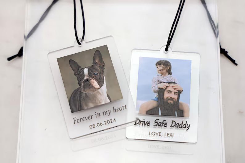 Personalized Custom Photo Car Mirror Tag for her, Customized Gifts for Women by Groovy Girl Gifts