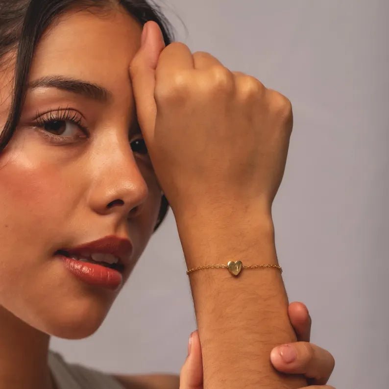 Personalized Love Locked in Heart Custom Bracelet for her, Customized Gifts for Women by Groovy Girl Gifts