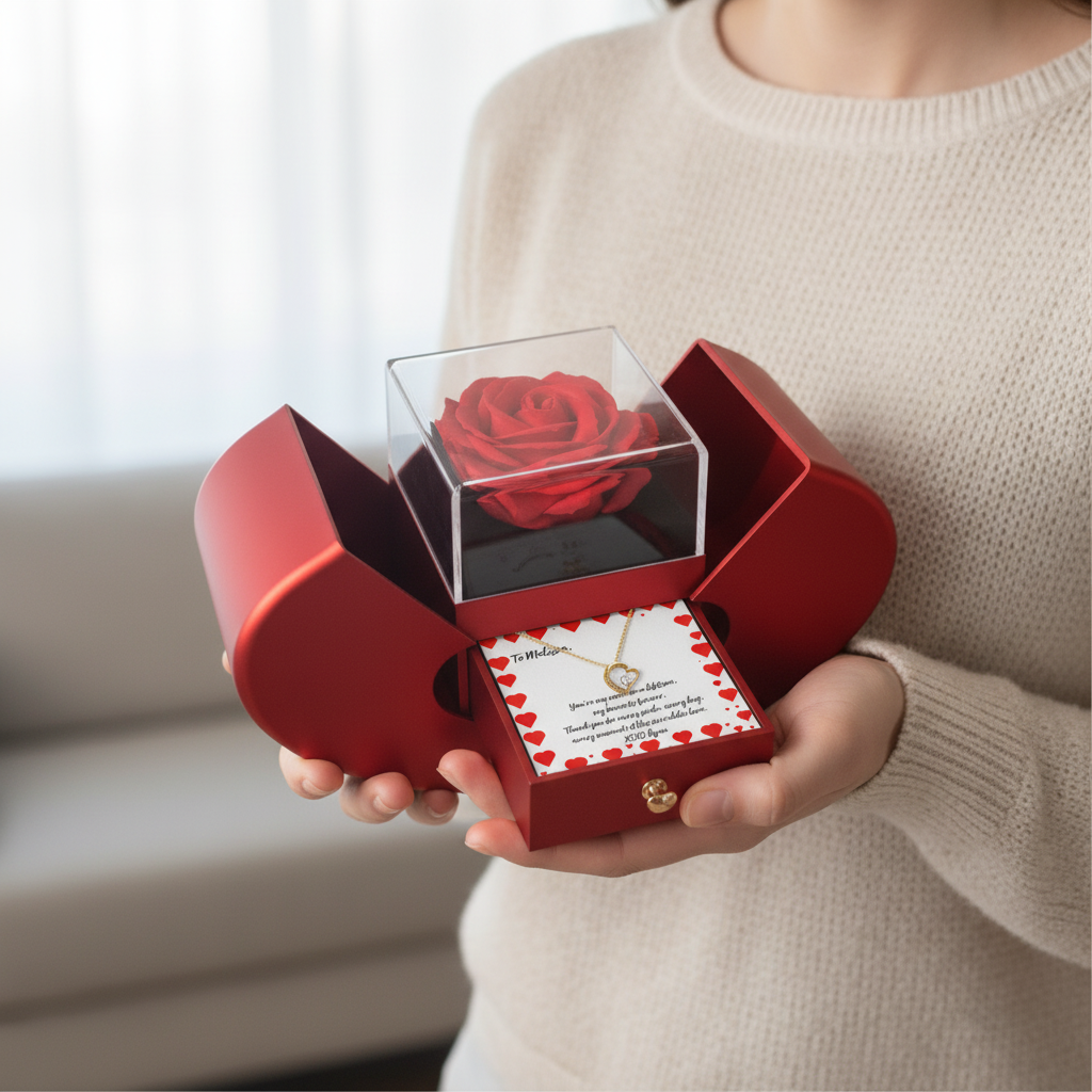 Forever in Love Necklace in Red Rose Heart Box