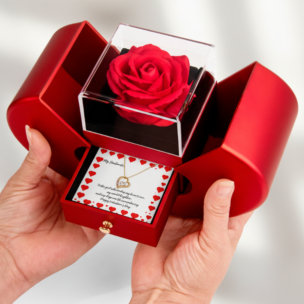 Forever in Love Necklace in Red Rose Heart Box