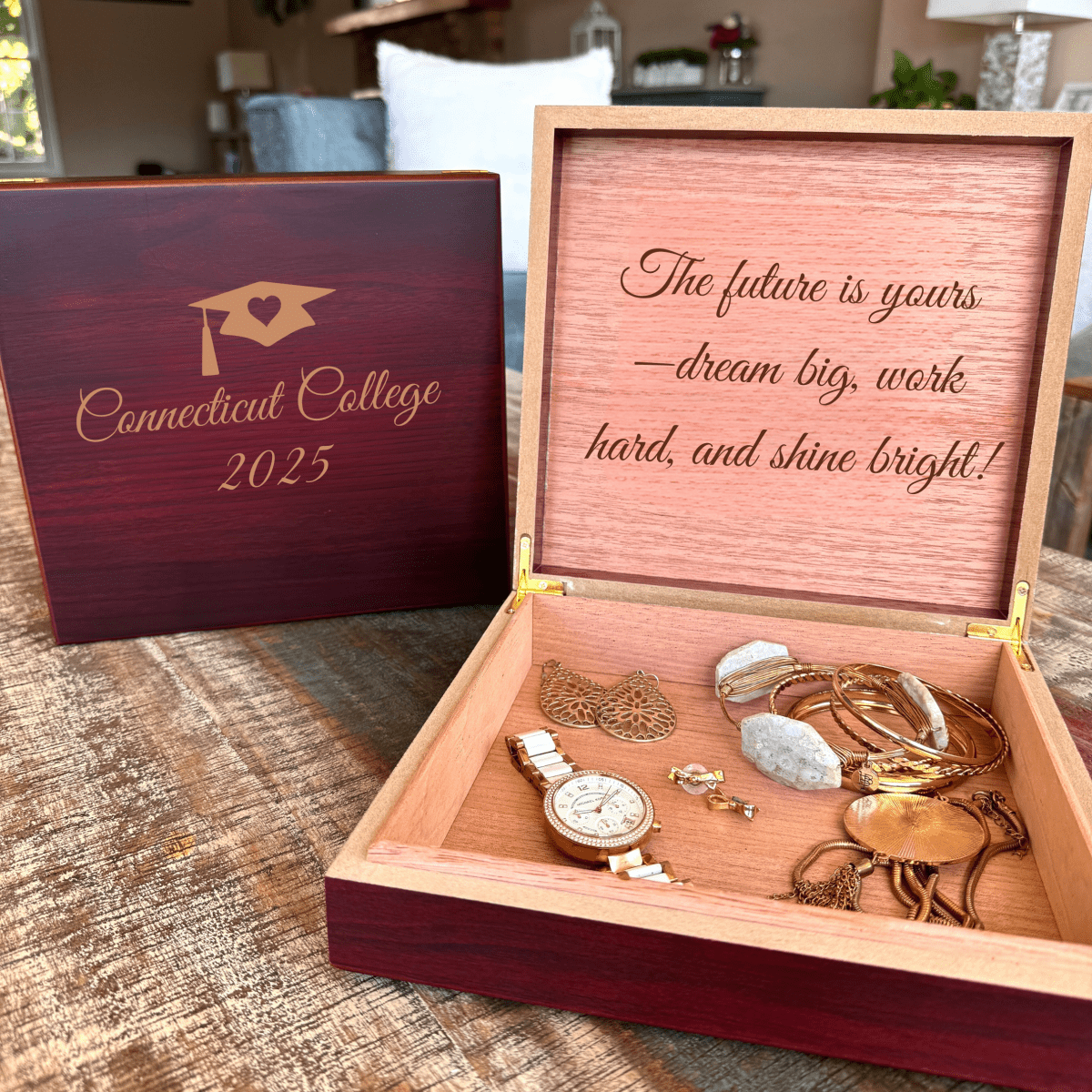 Personalized Graduate's Treasure Keepsake Box for her, Customized Gifts for Women by Groovy Girl Gifts