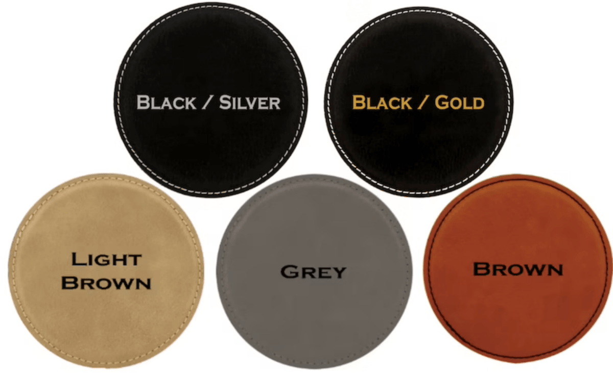 Anniversary leather coaster 