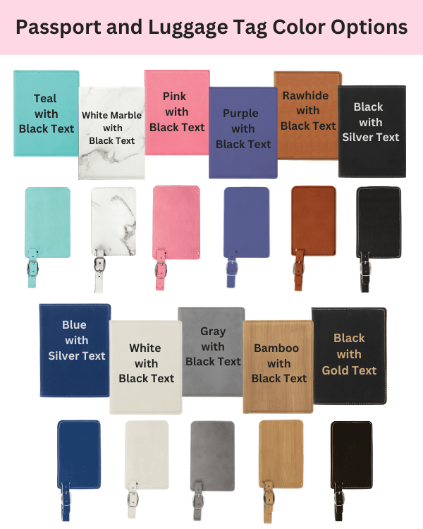 Personalized travel set with custom luggage tag and passport cover