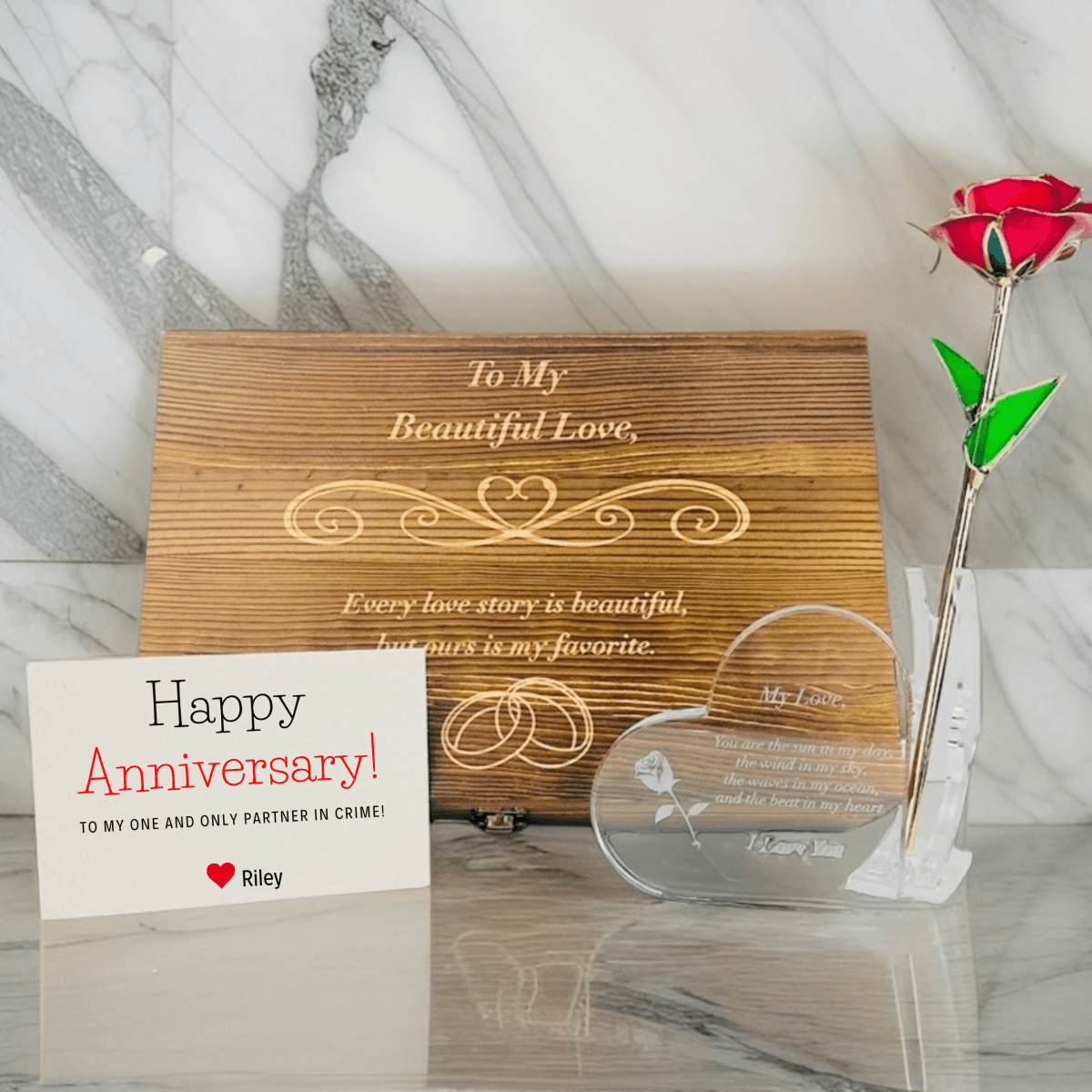 Personalized Everlasting Love Luxury Anniversary Box for her, Customized Gifts for Women by Groovy Girl Gifts