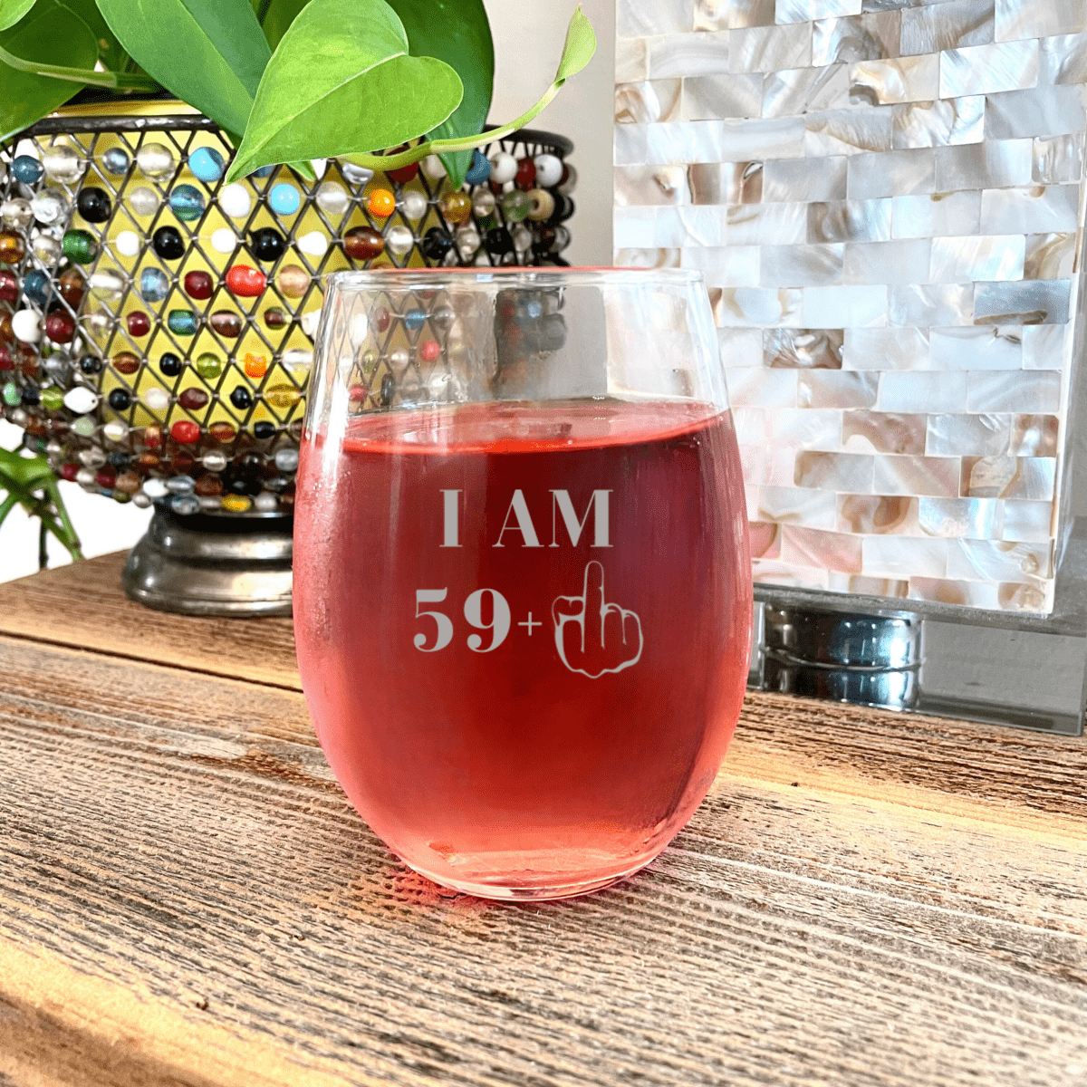 Personalized Sassy 60th Birthday Wine Glass for her, Customized Gifts for Women by Groovy Girl Gifts
