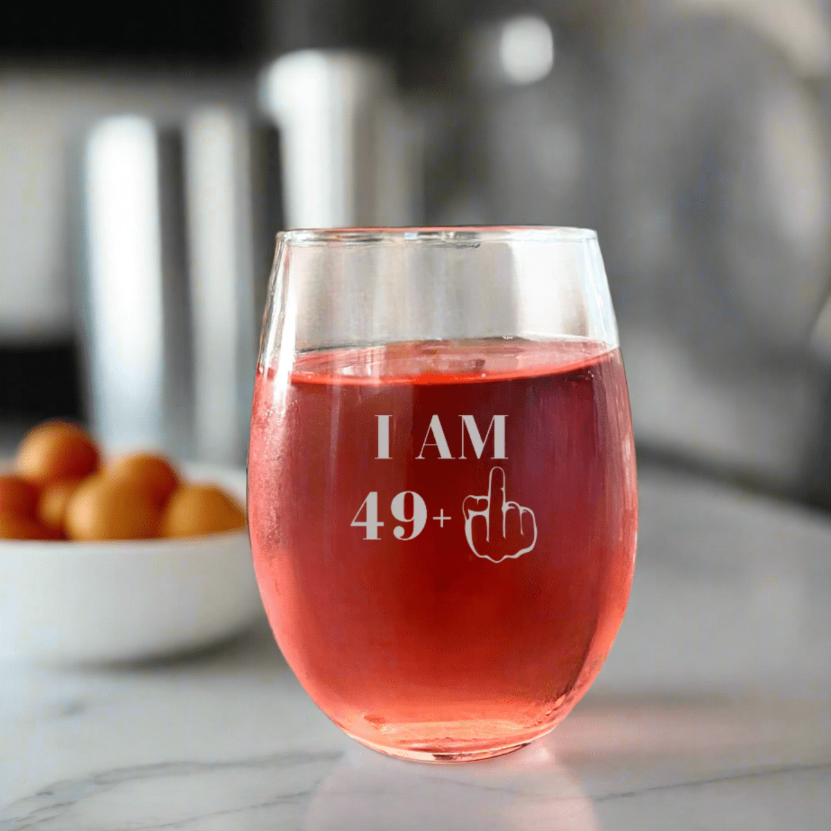 Personalized 50th stemless wine glass for her, Customized Gifts for Women by Groovy Girl Gifts