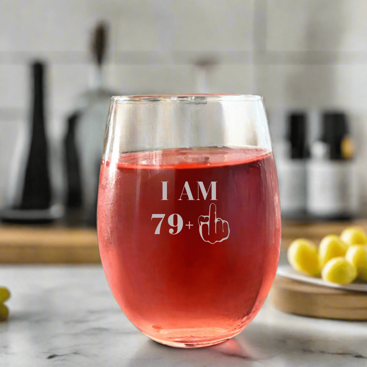 Personalized 80th Humorous Stemless Wine Glass for her, Customized Gifts for Women by Groovy Girl Gifts