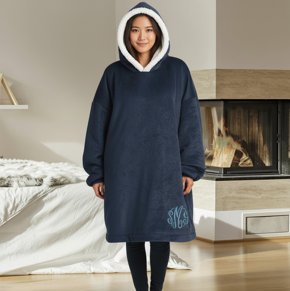 custom monogram hooded blanket