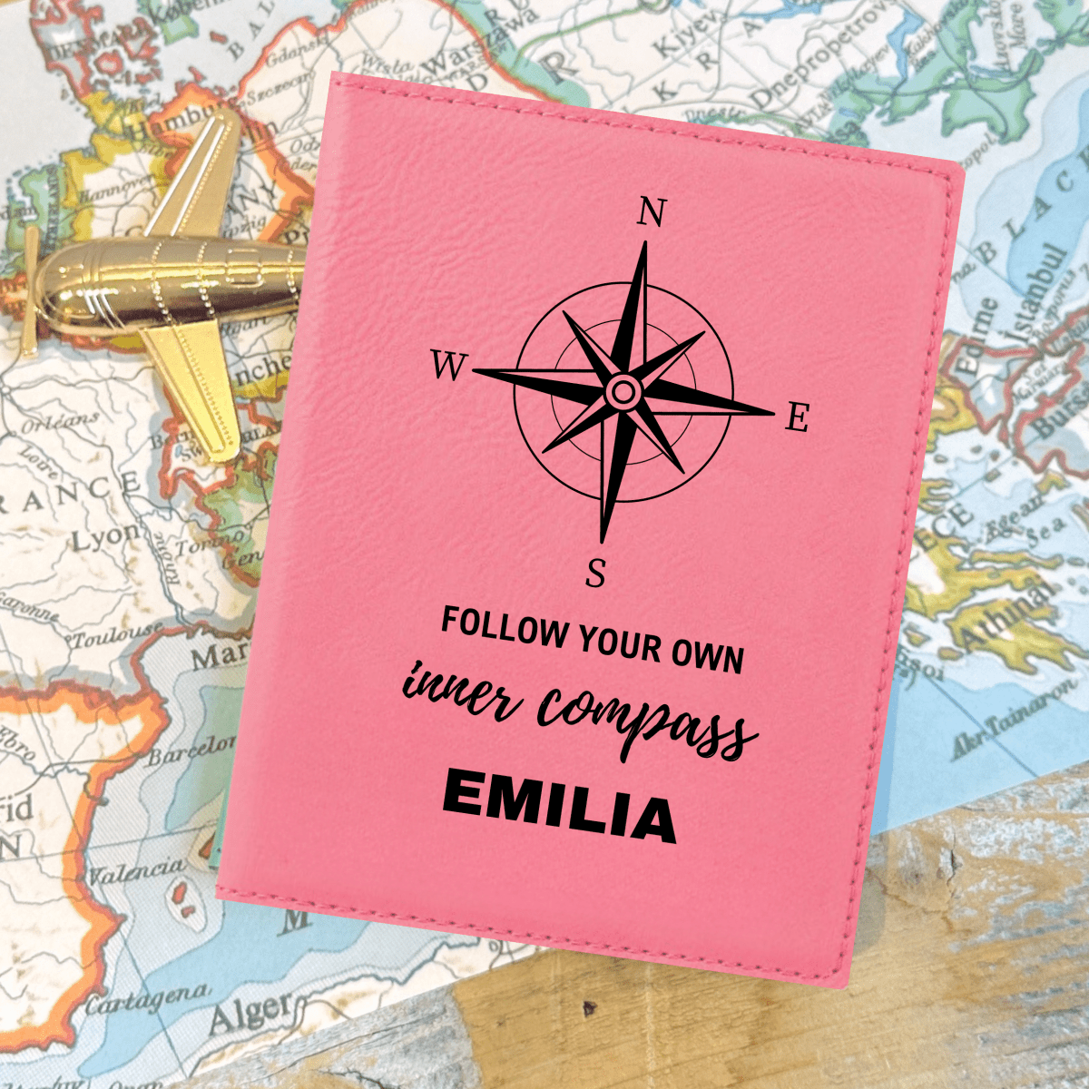 Personalized Custom Compass Passport Holder for her, Customized Gifts for Women by Groovy Girl Gifts