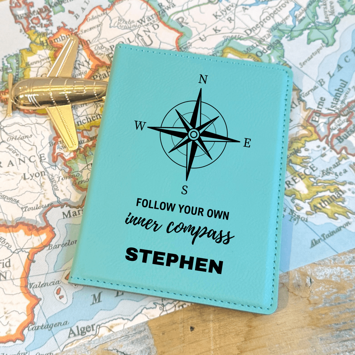 Personalized leather passport holder