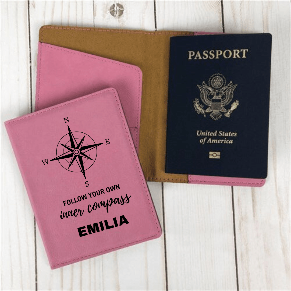 Personalized leather passport holder