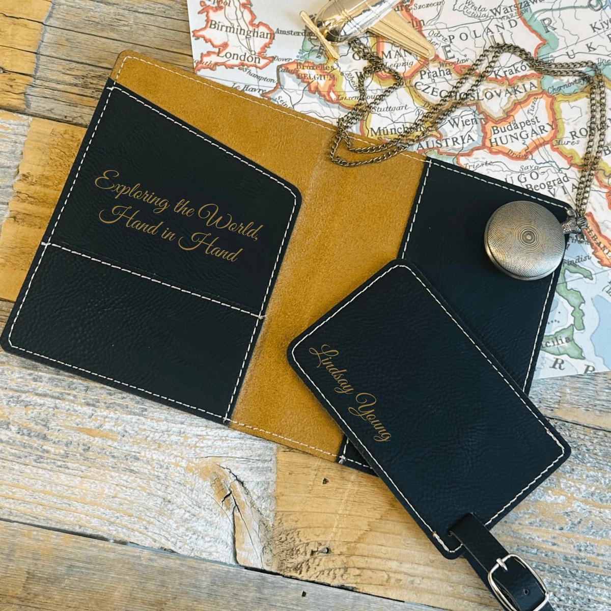 Personalized Travel Partners For Life Set for her, Customized Gifts for Women by Groovy Girl Gifts