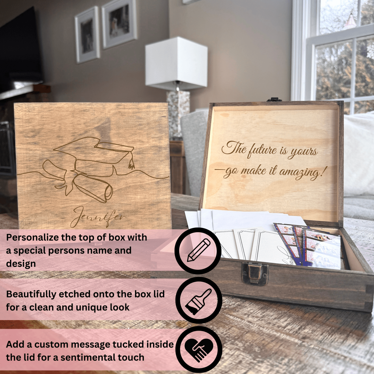Personalized Graduation Celebration Keepsake Box for her, Customized Gifts for Women by Groovy Girl Gifts