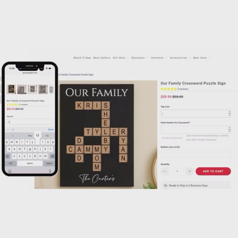 Our Family Crossword Sign