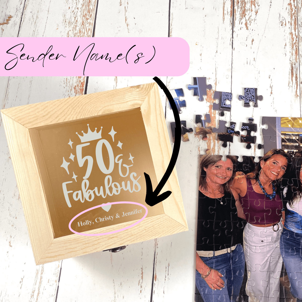 Personalized 50th Birthday Memory Puzzle for her, Customized Gifts for Women by Groovy Girl Gifts