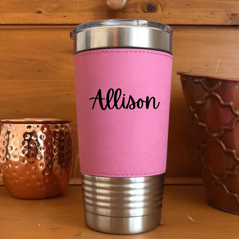Personalized Leatherette Tumbler with Clear Lid