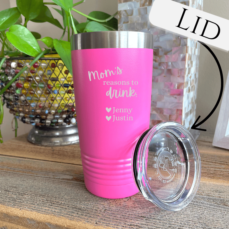 Personalized Mom&#39;s Reasons To Drink Tumbler for her, Customized Gifts for Women by Groovy Girl Gifts