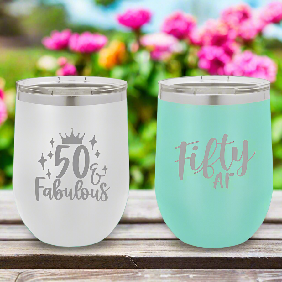 Personalized Fabulous Fifty Drinkware Tumbler for her, Customized Gifts for Women by Groovy Girl Gifts