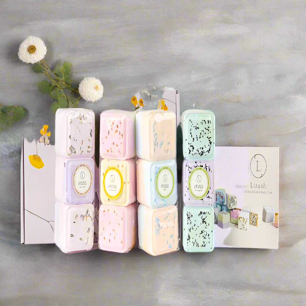 Luxury Shower Steamers Gift Set with 12 Handmade Aromatherapy Cubes – Lavender, Grapefruit, Mint & Eucalyptus – Perfect Spa Gift