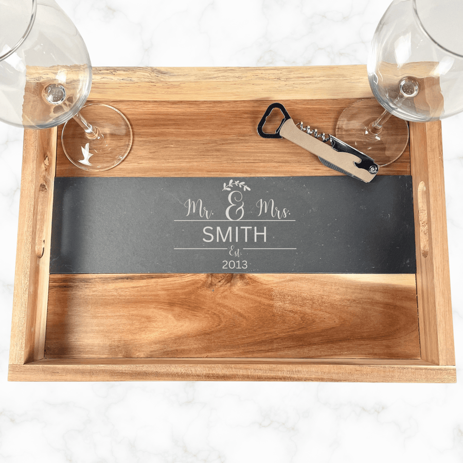 Personalized Mr & Mrs Sentimental Serving Tray for her, Customized Gifts for Women by Groovy Girl Gifts