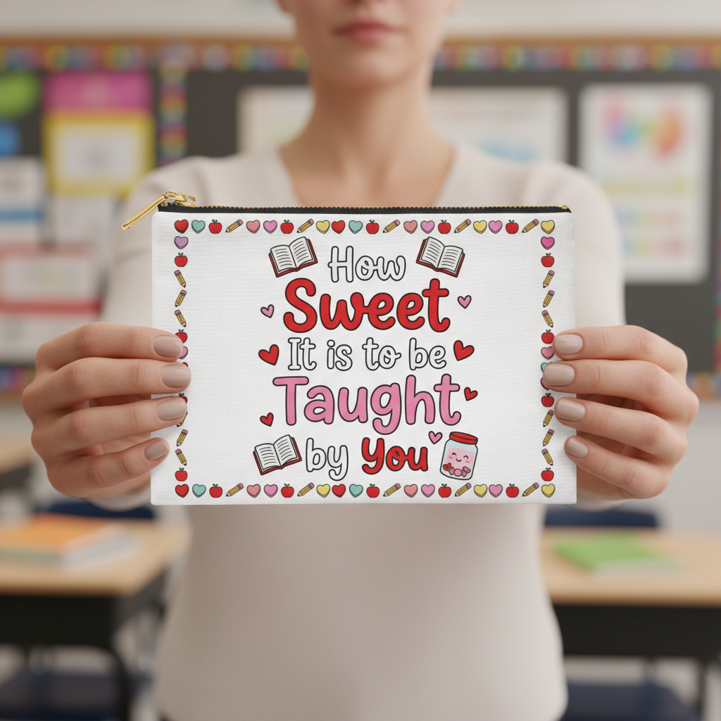 Personalized Teacher Valentine Pencil Pouch