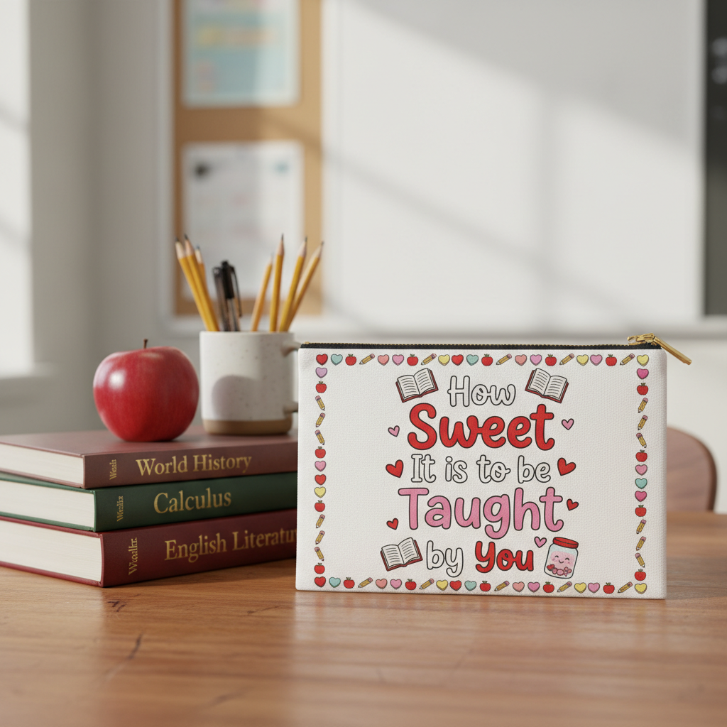 Personalized Teacher Valentine Pencil Pouch