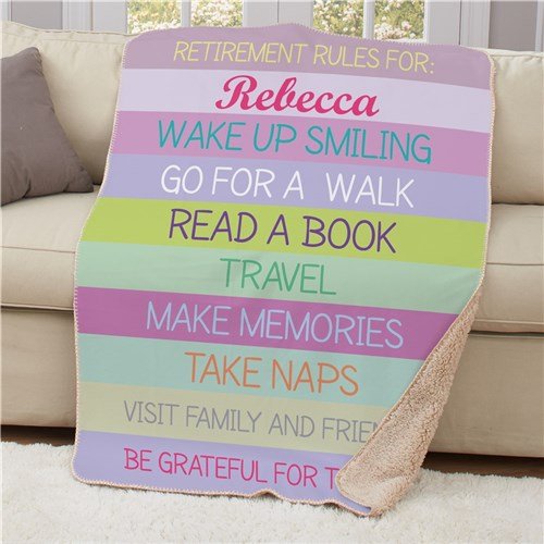 Personalized Custom Retirement Cozy Blanket for her, Customized Gifts for Women by Groovy Girl Gifts