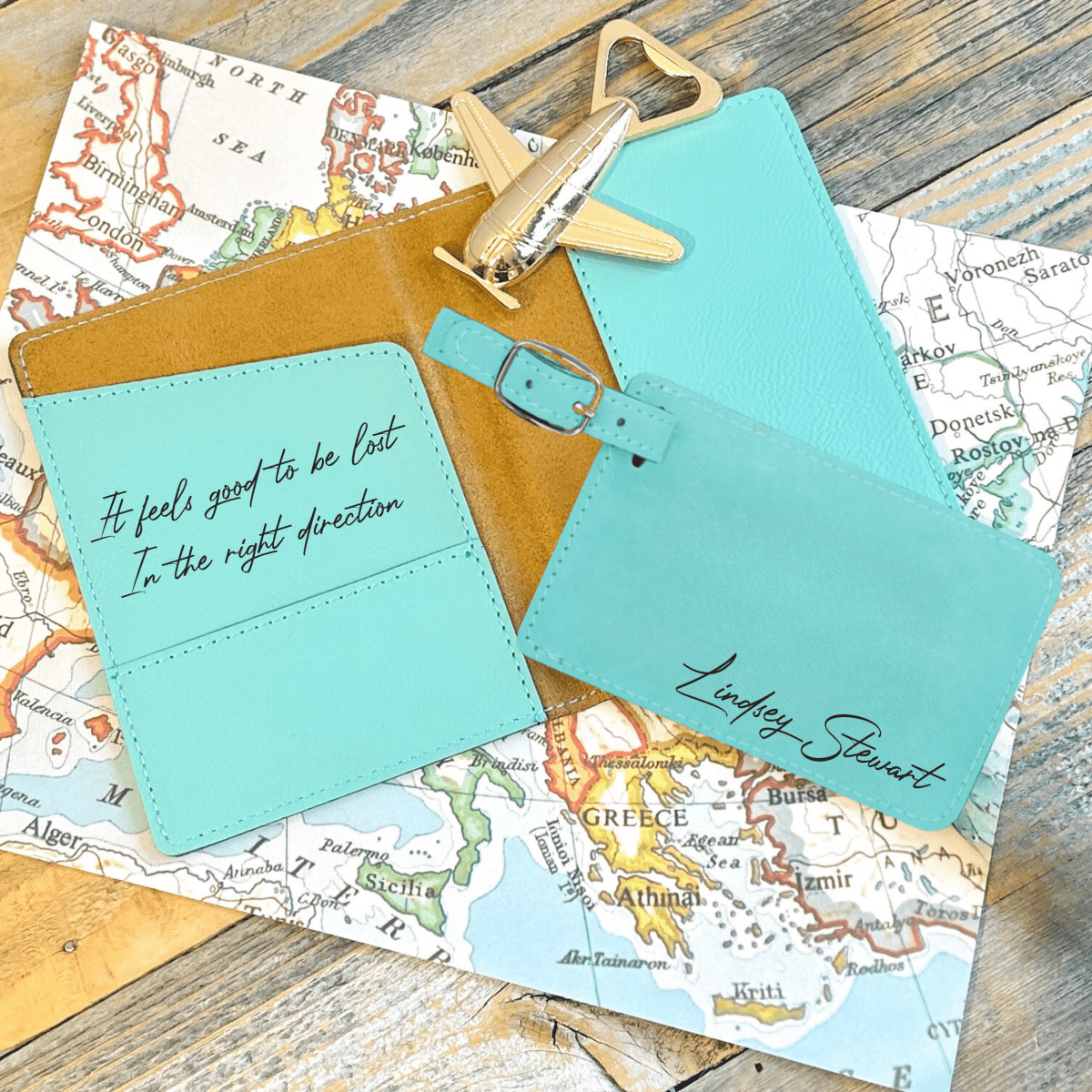 Personalized Elegant Personalized Travel Set for her, Customized Gifts for Women by Groovy Girl Gifts