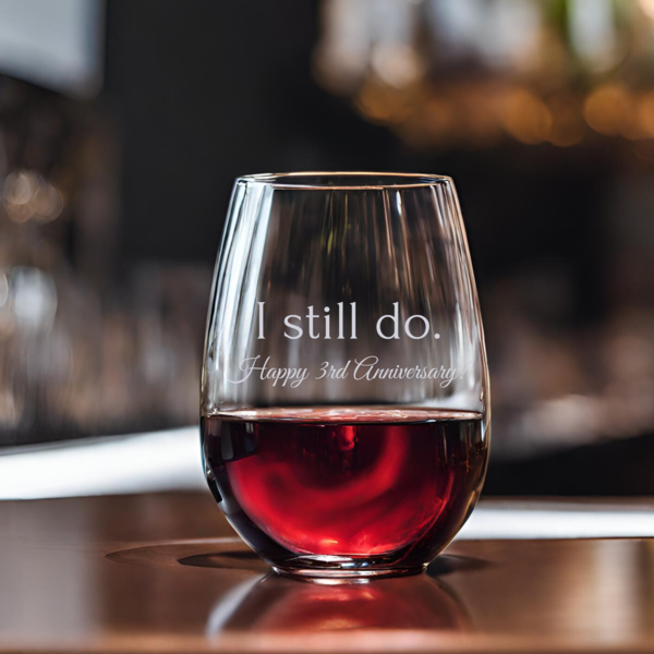 Anniversary Stemless Wine Glass