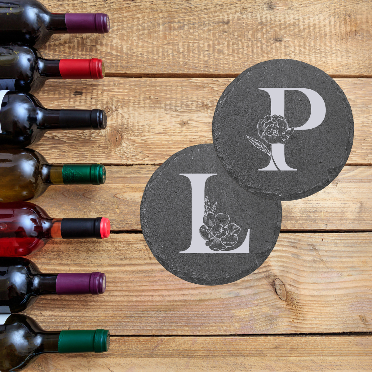 Personalized Couple&#39;s Initial Slate Coaster