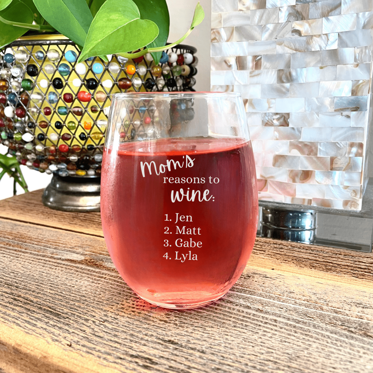 Personalized Mom&#39;s Reasons To Wine for her, Customized Gifts for Women by Groovy Girl Gifts