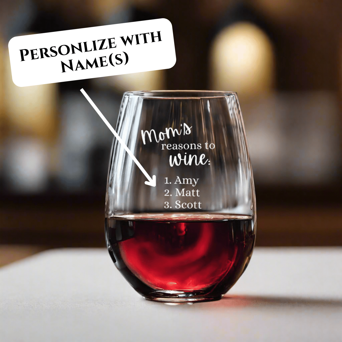 Personalized Mom&#39;s Reasons To Wine for her, Customized Gifts for Women by Groovy Girl Gifts