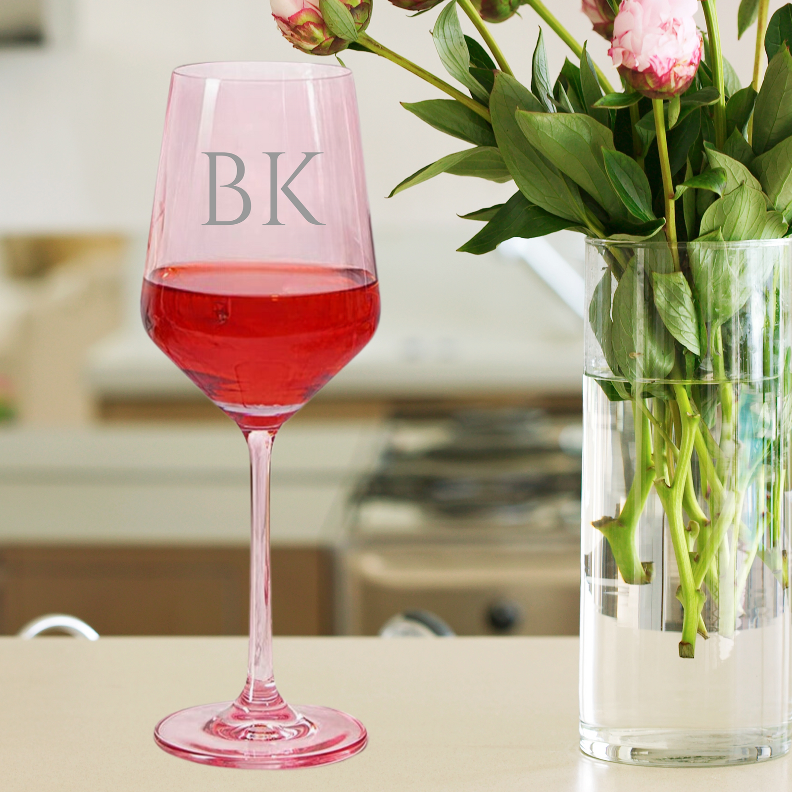 Personalized Crystal Initial Wine Glass