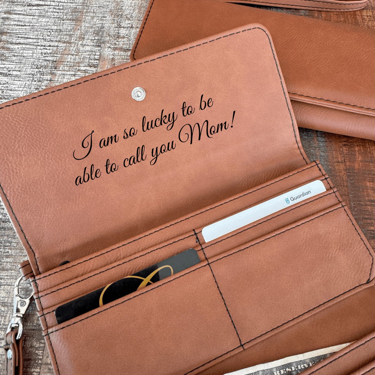 Personalized Mom's Personalized Leather Wristlet for her, Customized Gifts for Women by Groovy Girl Gifts