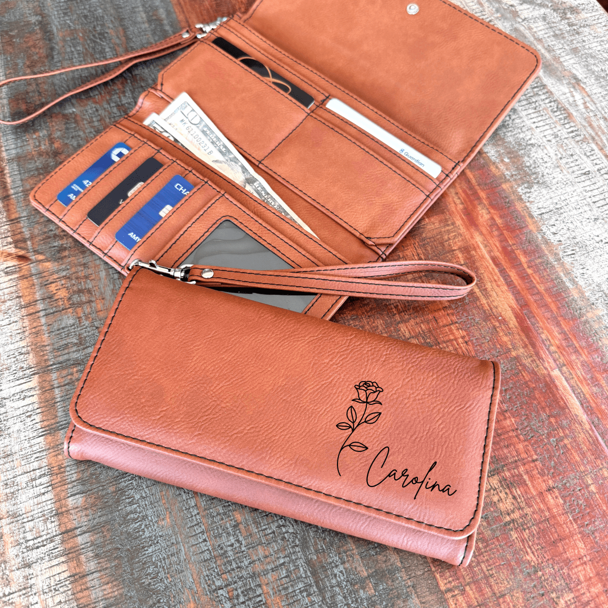 Personalized Personalized Birth Flower Wristlet for her, Customized Gifts for Women by Groovy Girl Gifts