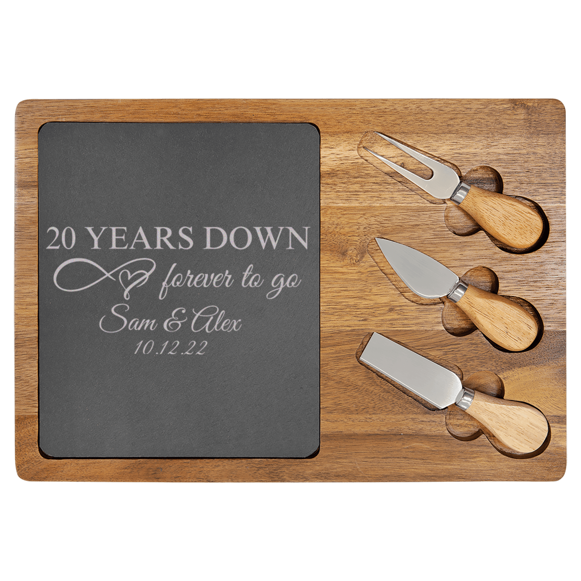 20 Years Down Wood Slate Serving Tray