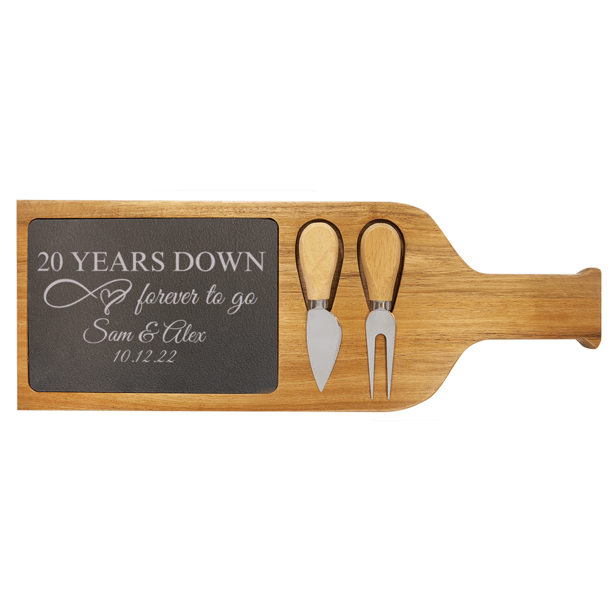 20 Years Down Wood Slate Serving Tray With Handle