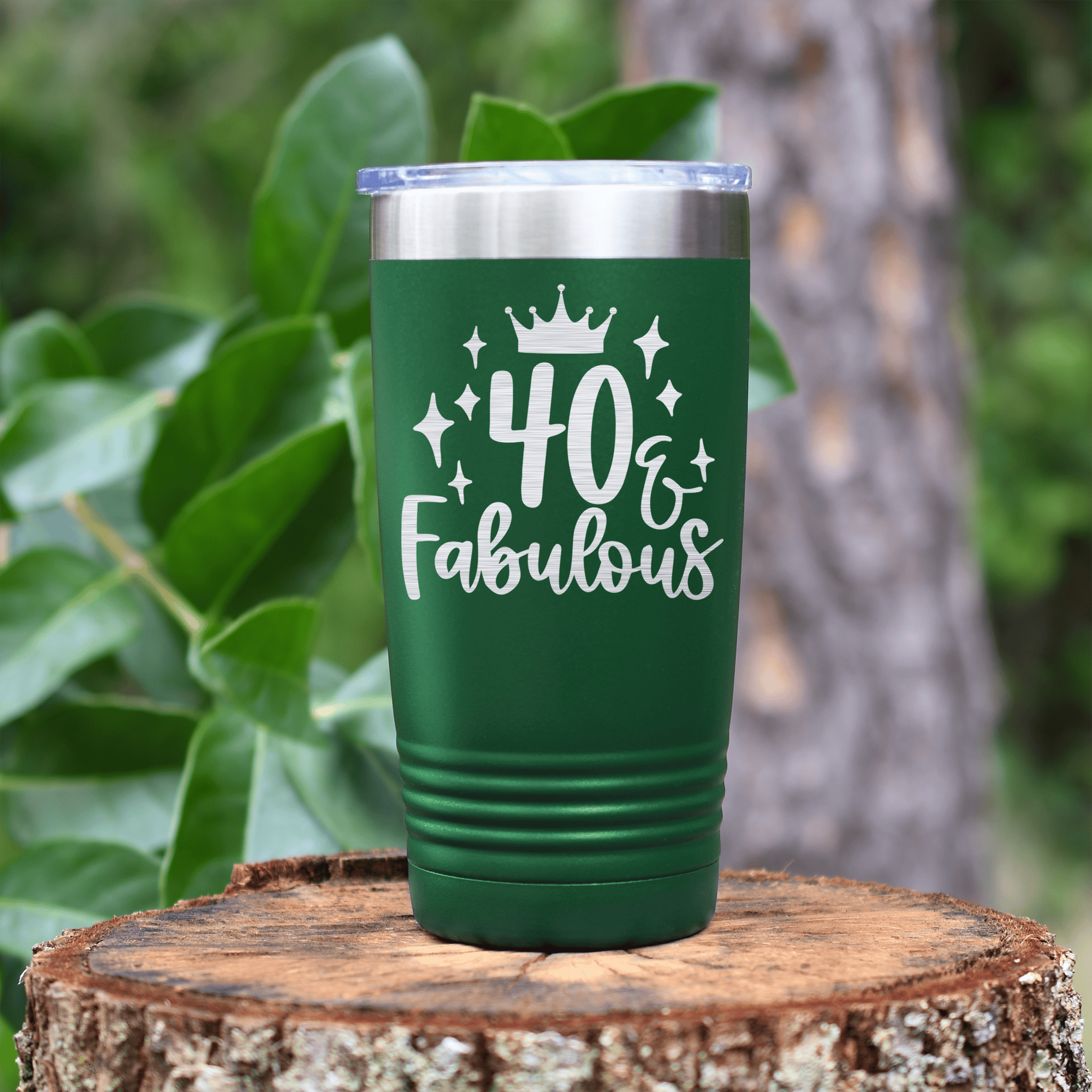 Green birthday tumbler 40 And Fabulous Crown