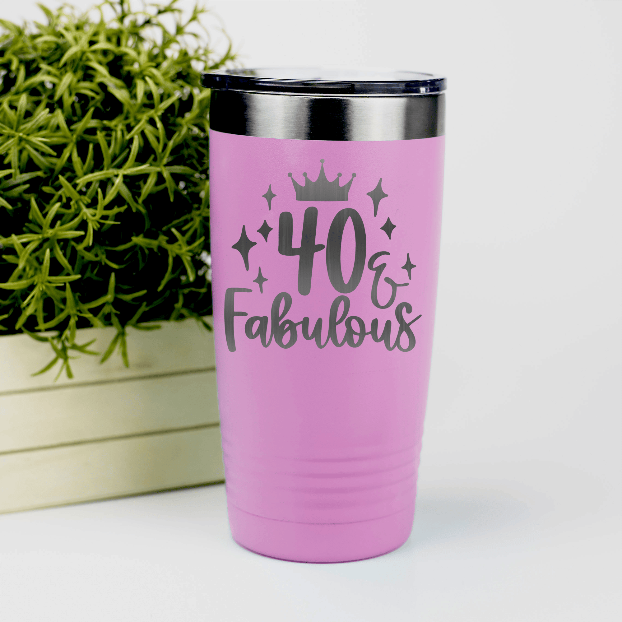 Pink birthday tumbler 40 And Fabulous Crown