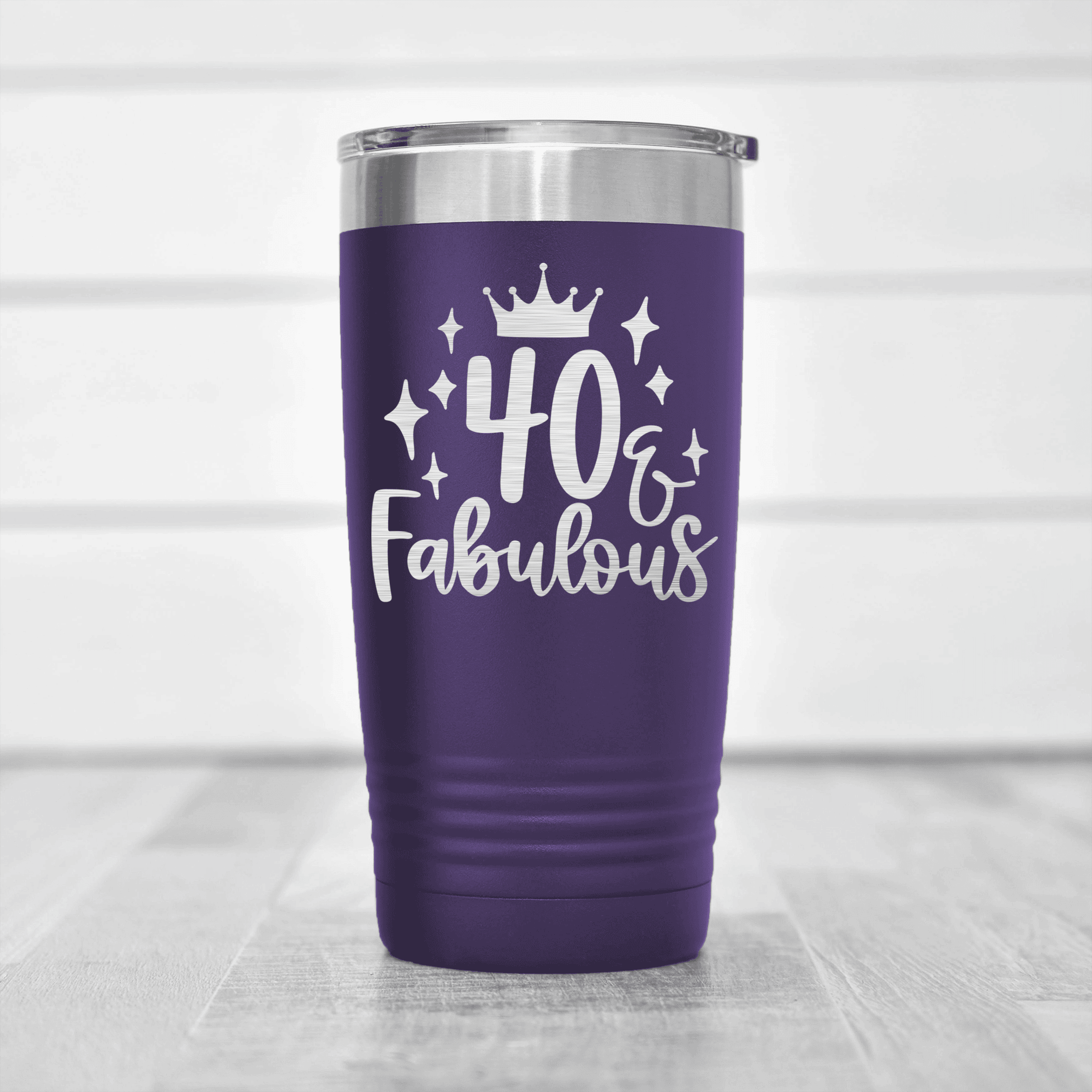 Purple birthday tumbler 40 And Fabulous Crown