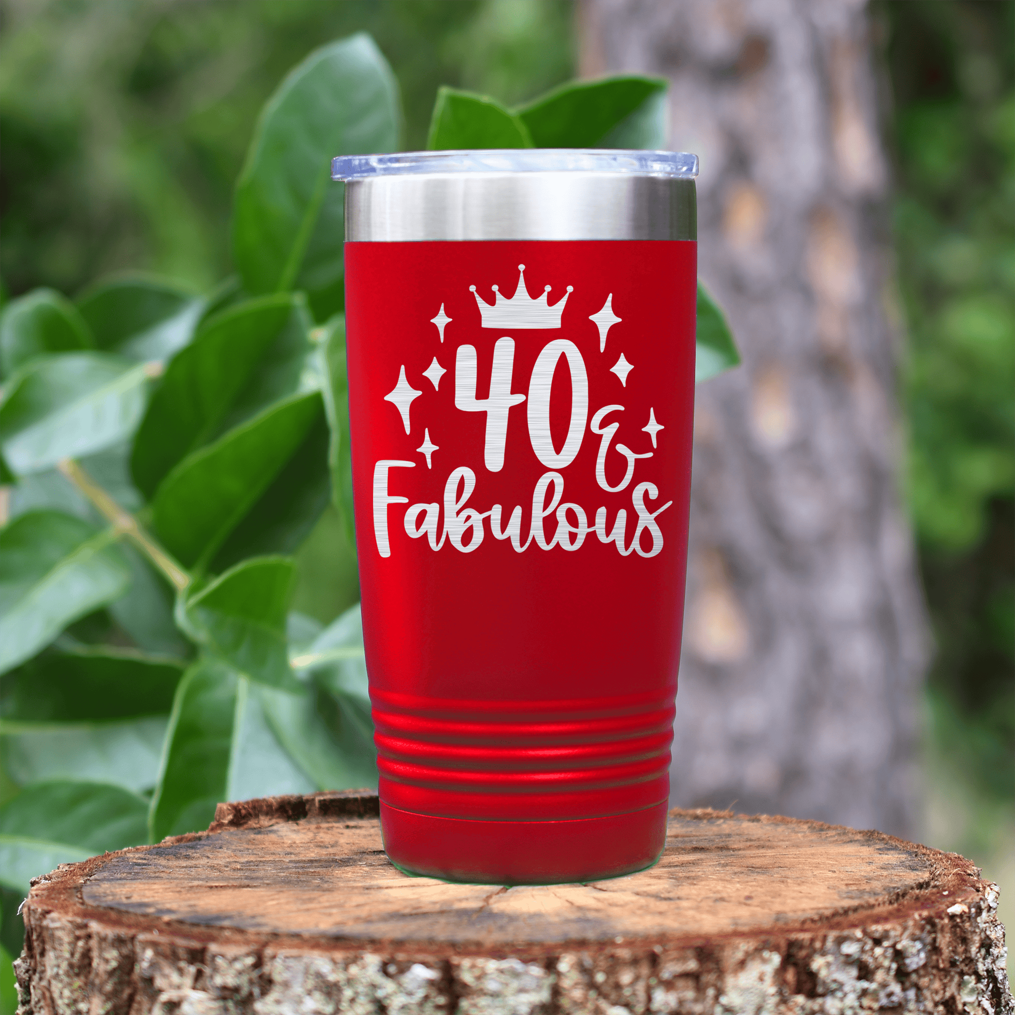 Red birthday tumbler 40 And Fabulous Crown
