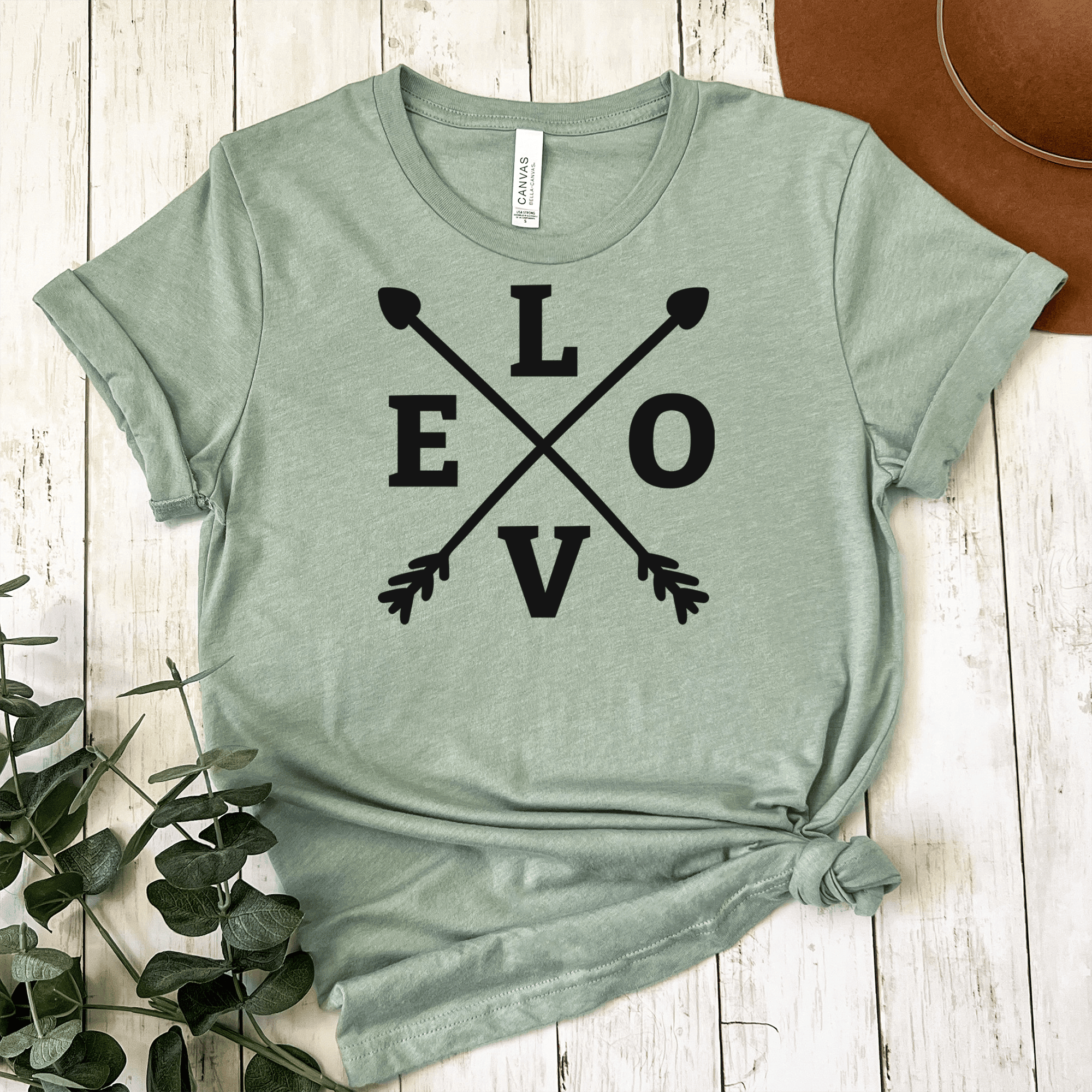 Light Green Womens T-Shirt With Arrow Of Love Design